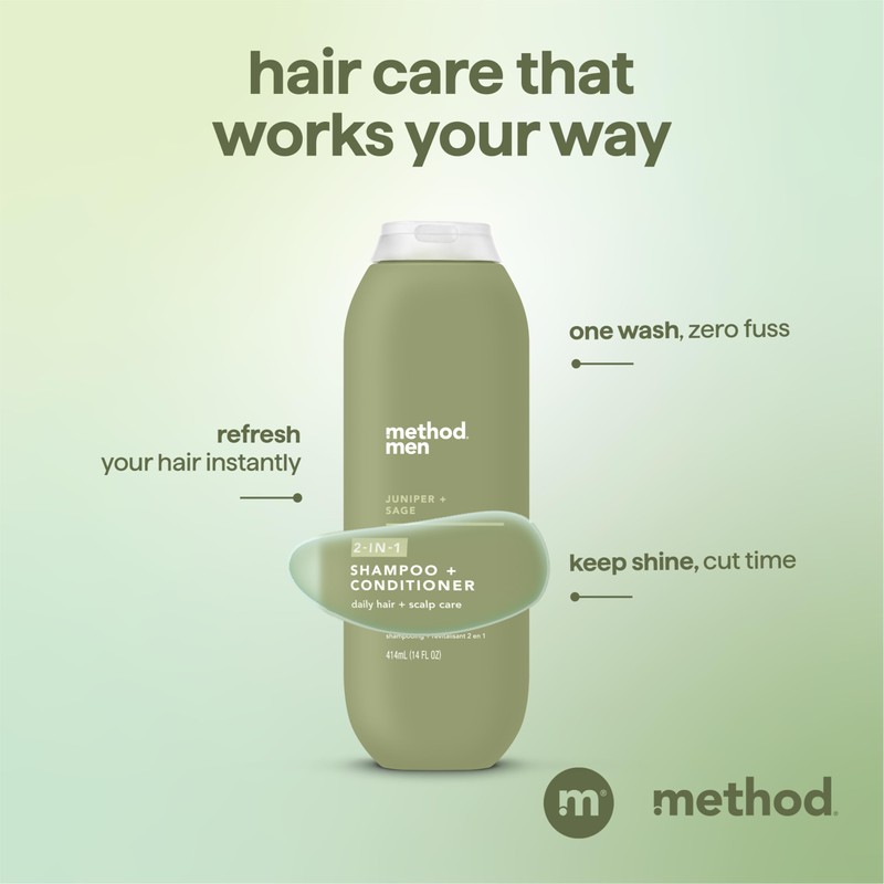 Method Men 2-in-1 Shampoo + Condtioner, Juniper + Sage, 14