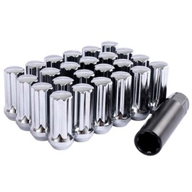 DCVAMOUS 24 PC 14x1.5 Lug Nuts Black 7-Spline Compatible with Chevy GMC Aftermarket Wheels - M14x1.5 Extended Lugnuts 2" Tall Cone Seat with Key for Sierra Silverado 1500 Suburban Yukon Escalade
