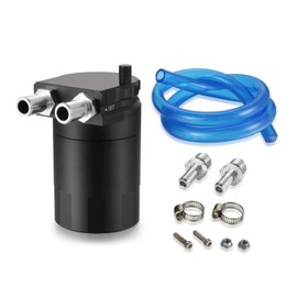 DROMEDARY Black Universal Oil Catch Can Aluminum Polish Baffled Reservoir Tank