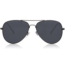 SOJOS Classic Aviator Polarized Sunglasses for Men Women Vintage Retro Style SJ1054, Black/Grey, 62mm
