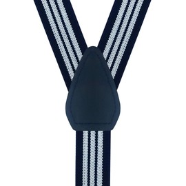 Moulen 1 Inch Durable Suspenders for 5M-3Y Kids Boys Girls, Navy-White-Stripe, 22 Inch