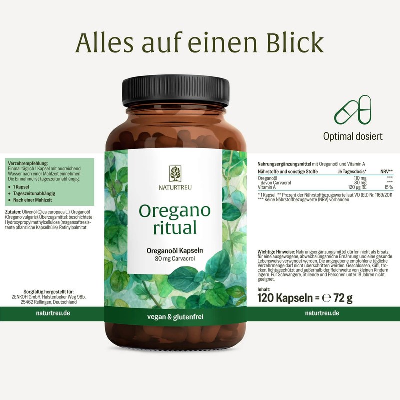 NATURTREU® Oregano Oil Capsules with Vitamin A, 120 Oregano Oil