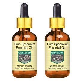 Devprayag Pure Spearmint Essential Oil (Mentha spicata) with Glass Dropper Natural Therapeutic Grade Steam Distilled (Pack of Two) 100ml X 2 (6.76 oz)