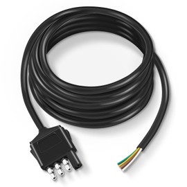 Nilight 4 Way Trailer End Connector 10 Feet Jacketed Cable Heavy Duty 18AWG 4 Pin Trailer Light Plug Pure Copper Trailer Side Male End Replacement 4 Flat Extension Wiring Harness, 2 Years Warranty