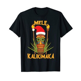 Mele Kalikimaka Merry Christmas Hawaiian Xmas T-Shirt, black