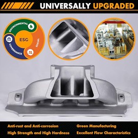 JGhyperX JGhyperX 2026 Intake Manifold Aluminum Dual Plane Compatible with Chevy SBC Small Block air gap 7501 1955-86 262 265 267 283 302 305 307 327 350 400 V8 01Silver