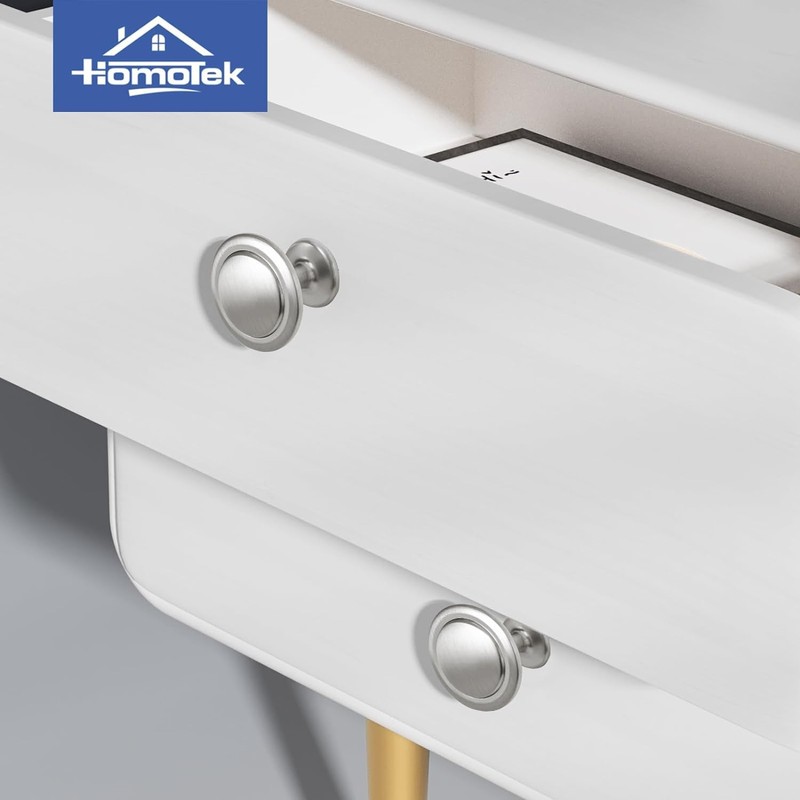 HOMOTEK 20 Pack Cabinet Knobs Drawer Pulls Zinc Stepped Round