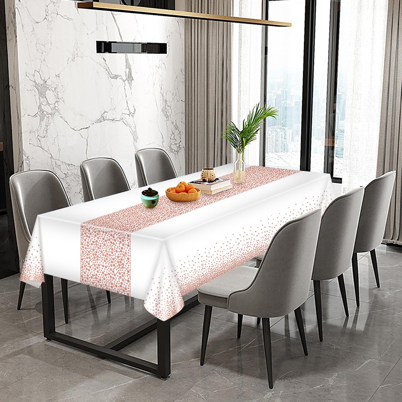 Dokeno Pack of 2 Rose Gold Polka Dot Tablecloths, Waterproof