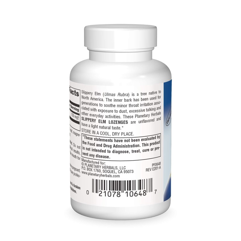 Planetary Herbals Slippery Elm Lozenges, Herbal Throat Support, 24 Lozenge