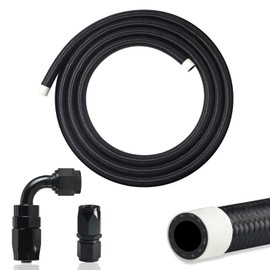 VWTNI 3FT 6AN Fuel Line Kit, 3/8 inch 6AN Fuel Hose with Hose Fitting (0 Degree and 90 Degree), CPE