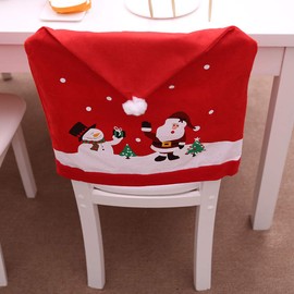 6 Pack Christmas Chair Covers, Christmas Dining Chair Slipcovers Red Santa Claus Snowman Christmas Chair Decorations for Home Kitchen Dining Room Restaurant Hotel Dinner Table