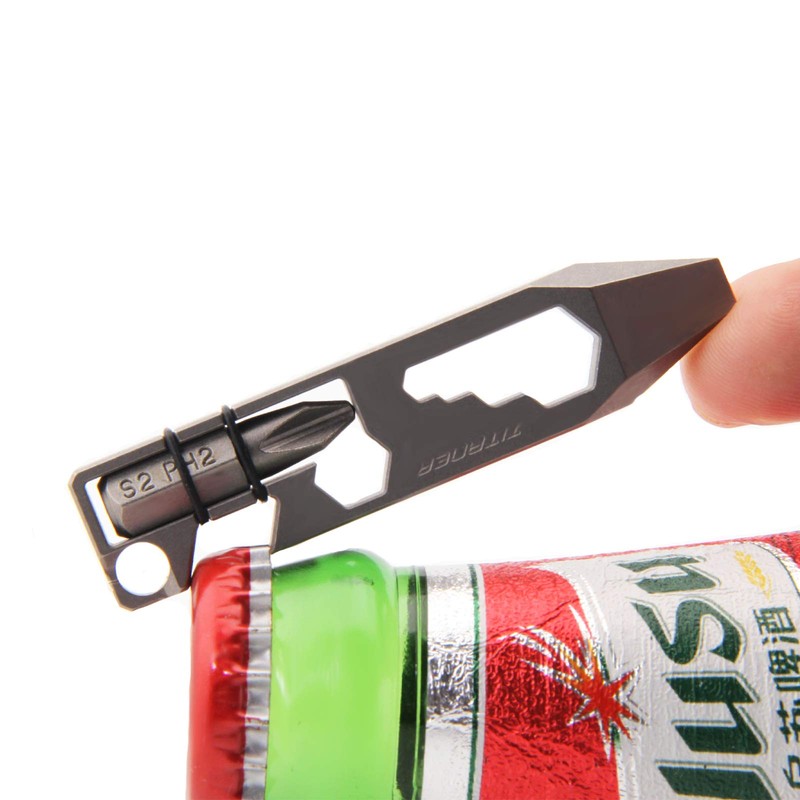EDC Gear Titanium Pry Bar Multitool Keychain Pocket Screwdriver Mini