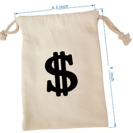 Eylola 8pack 6.3 x 9 Inches Money Bags Money Bags Decor for Party Money Bag Dollar Sign Carrying Sack for Toy Party Favor, Bank Robber Pirate Cowboy Cosplay Theme Party