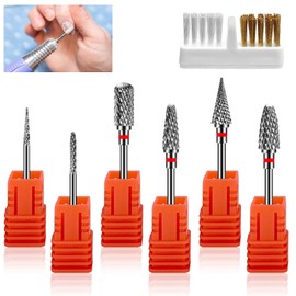 Nail Drill Bits, 6 Pieces Nail Drill Set, Nail Cutter Attachments, Professional for Manicure Pedicure, Alloy Tungsten Steel Bits (StilB)