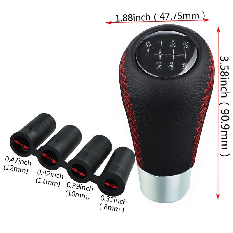 Abfer 6 Speed Shift Knob Leather Stick Shifting Lever Handle