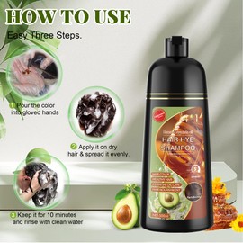 Hair Dye Shampoo 3 in 1 for Women & Men 100% Gray Hair Coverage - Herbal Ingredients Natural Plant Hair Color - Hair Dye in Minutes 500ML （Dark Brown）