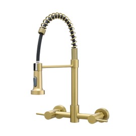 AIMADI Brushed Gold Kitchen Faucet,Wall Mount Faucet 8 Inch Center|2 Handle Commercial Sink Faucet for Modern Kitchens Luxury Style