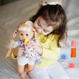 DIELOVEHUA Pack of 4 Doll Accessories, 2 Pieces Magic Bottle, 2 Pieces Doll Dummies, Doll Bottle with Milk, Magic Milk Bottles, for Children from 3 Years