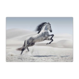 Desk Mat for Children and Adults - White Horse - Made of Premium Vinyl (Plastic) - 60 x 40 cm - Non-Slip Desk Mat for Best Protection - Made in Germany