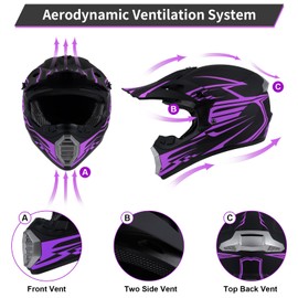 Youth & Adult ATV Motocross Helmet DOT Approved - Full Face Dirt Bike Mountain Bike BMX MX Off-Road Helmet with Goggles Gloves Set