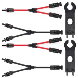 GTIWUNG 2 Pairs Solar Cable Y Splitter Solar Panel Cable MMF+FFM for Parallel Photovoltaic Connection, Solar Panel Plug, Solar Panel Cable Connector 10AWG, Photovoltaic Connector, 2 Red + 2 Black