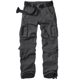 Men's Cargo Pants Casual Military Tactical Rip Stop Work Cotton Pants 8 Pockets (7533 Dark Grey 34)