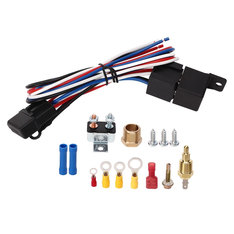 12V Electric Radiator Fan Thermostat Control Relay Wire Kit Complete