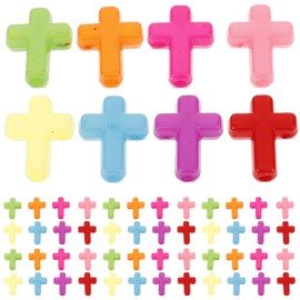 Men Jewelry 100pcs Acrylic Cross Beads Colorful Cross Charms Spacer Beads Charm Acrylic Beads for Jewelry Making Necklaces Bracelets DIY Crafts (Random Color) Jewlery