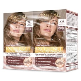 L'Oreal Paris, 2 Tintes Para Cabello Excellence Sin Amoniaco De Tono 7U Rubio Universal