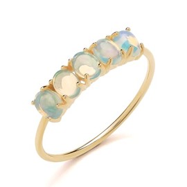 Old English Jewellers 9ct Yellow Gold Natural Opal 5 Stone Eternity Ring size K to S (P)