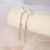 White Pearl Crystal Long Tassels Earrings Cz Chain Tassel Dangle