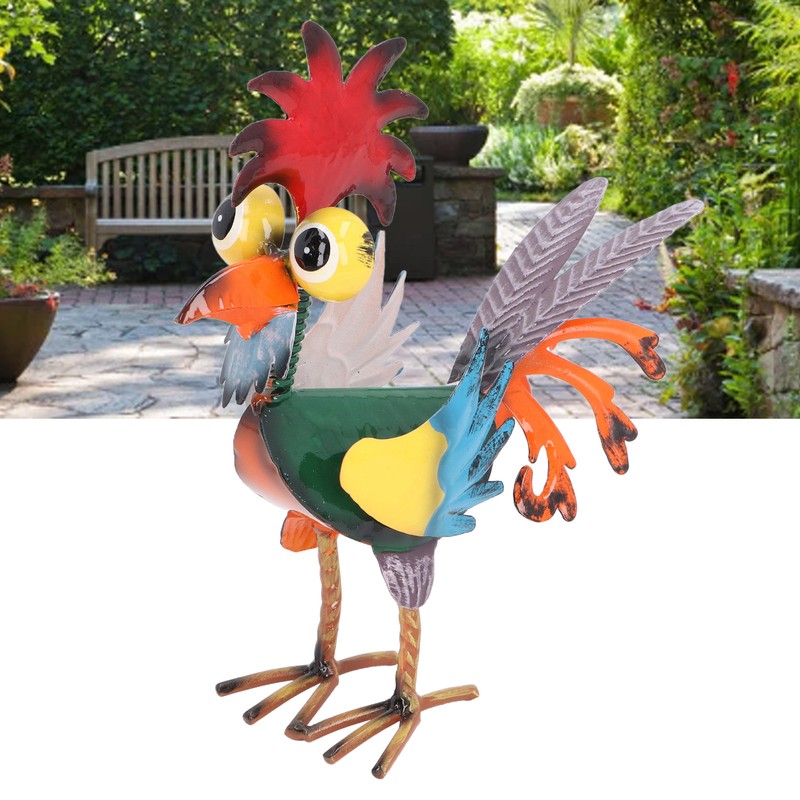 Rooster Statue Figures Ornament Metal Rooster Display Model Toy for