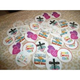 Unbranded NEW ONE INCH PRE CUT JESUS LOVES ME 30 IMAGES FOR ONLY $6 FREE SHIPPING