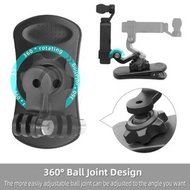 SUREWO 360° Rotating Backpack Mount, Quick Clip Mount with Expandable Frame, Compatible with DJI Osmo Pocket, Osmo Pocet 2(for Pocket)