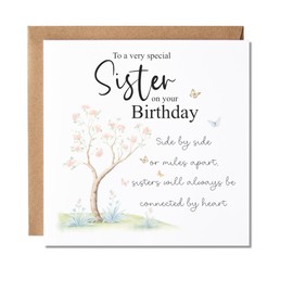 Sister Birthday Card | Side By Side Or Miles Apart | Nice Words Birthday Card For A Special Sister | P130