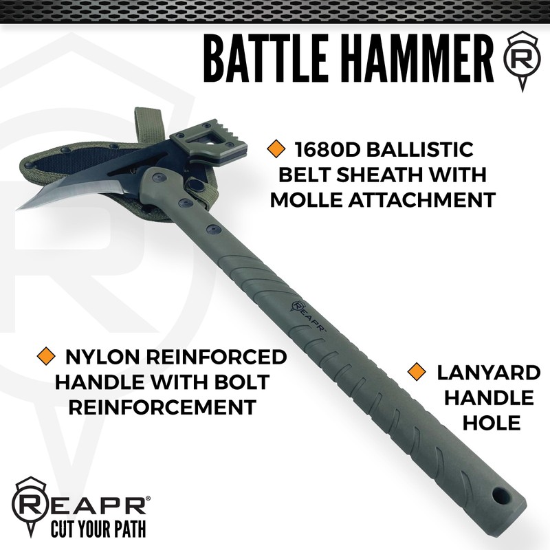 REAPR Battle Hammer – 15¾″ Fixed‑Head Hammer Axe with 3¼″