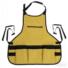 Sarpu Tecz Compact Waterproof Gardening Apron with 14 Pockets - Tool Organizer for Gardeners, Woodworking & Outdoor Work，yellow