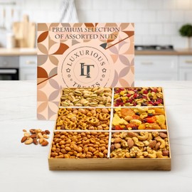 Mixed Nuts Gift Basket - Housewarming Gifts Baskets for Adults Gourmet Mixed Nuts Variety Pack, 6 Assortment Healthy Snack Tray, Hostess New Home Gift Idea Great Gifts for Men and Women