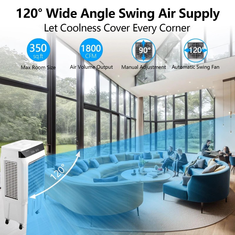 Unbranded 1800 CFM Swamp Cooler, Evaporative Air Cooler with Remote