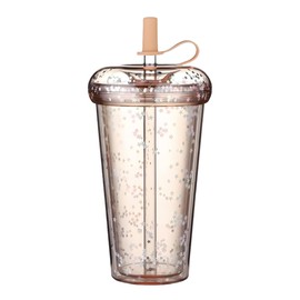 MYEEDA Water Bottle, Tumbler Bottle with Straw, 14.8 fl oz (420 ml), Tumbler Straw, Water Bottle, Plastic, No Spilling, Cup with Straw, Large Capacity, Easy to Wash, Water Bottle, Transparent, 2