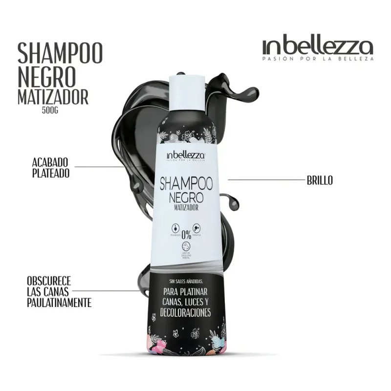 Shampoo Negro Matizador Inbellezza 300g Canas Y Decoloración