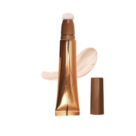 Highlighter Beauty Wall, Liquid Contour Beauty Wall, Shimmer Liquid Face Highlighter, Face Highlighter and Bronze Stick Attached with Cushion Applicator, Blush Pen for Face Cheekbones (04#)