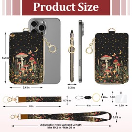 Lanyard Wallet with ID Badge Holder, Mushroom Butterfly Lanyard with ID Holder Zipper, RFID Card Holder for Women, Detachable Neck Lanyard Wrist Strap with Keychain for Nurse Doctor Teacher Gifts