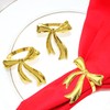 Davifina 12Pcs Bows Napkin Ring Gold Bow Tie Napkin Holder