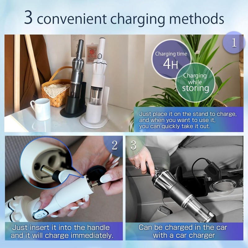 HIKALION Handheld Vacuum Cordless, Super Lightweight 1lb with Powerful Suction,