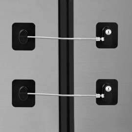 Refrigerator Lock, 2 Pcs Fridge Lock for Kids(4 Key), Child Safe Key Refrigerator Lock Childproof， Used in Refrigerator Door, Cabinets, Drawers, Toilet Seat.