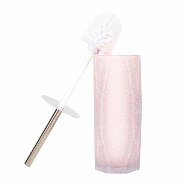 Faceted Toilet Brush, Cast Resin, Anti-Slip Pads, Sold Individually, Pink
