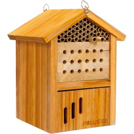 Mason Bee House -Wax Coated Mason House for The Garden, Natural Handmade Wooden Waterproof Mason Home, Attracts Peaceful Bee Pollinators,Native Mason Bee Habitat