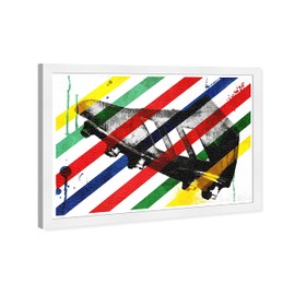 Wynwood Studio Sports and Teams Modern White Frame Paper - Soccer Cleats Boldness, Wall Art for Living Room, Bedroom, and Bathroom, 19 in x 13 in, White and Red Home Decor