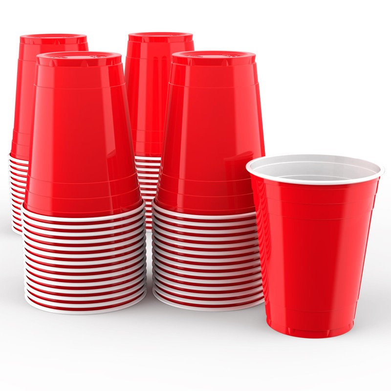 YARIX Plastic Cups- Red Drinking Cups-Red Cups 50 Pcs (12